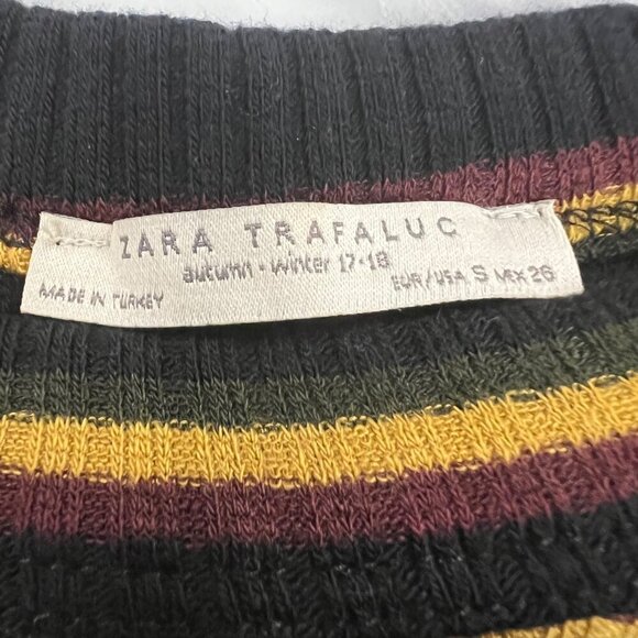 Zara Trafaluc Women's Striped Bodycon Dress Black/Multi Short Sleeve Size Small - Picture 8 of 9